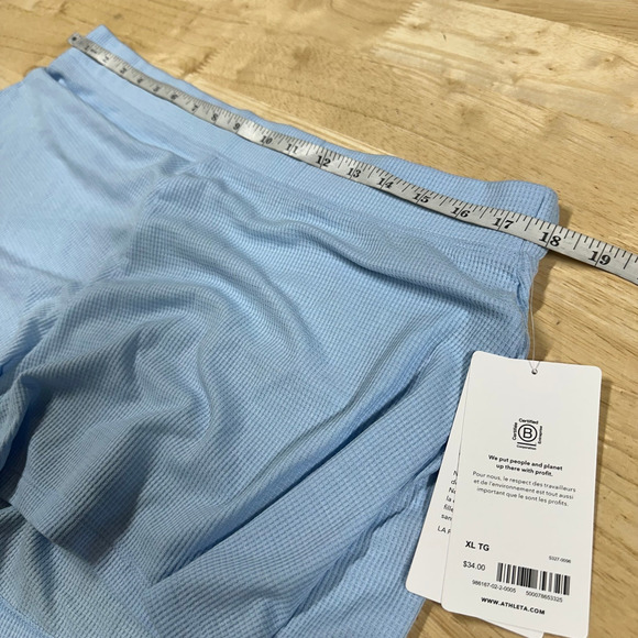 Athleta Wind Down Sleep Shorts Waffle Knit Light Blue Women's Size XL NWT - Picture 8 of 10